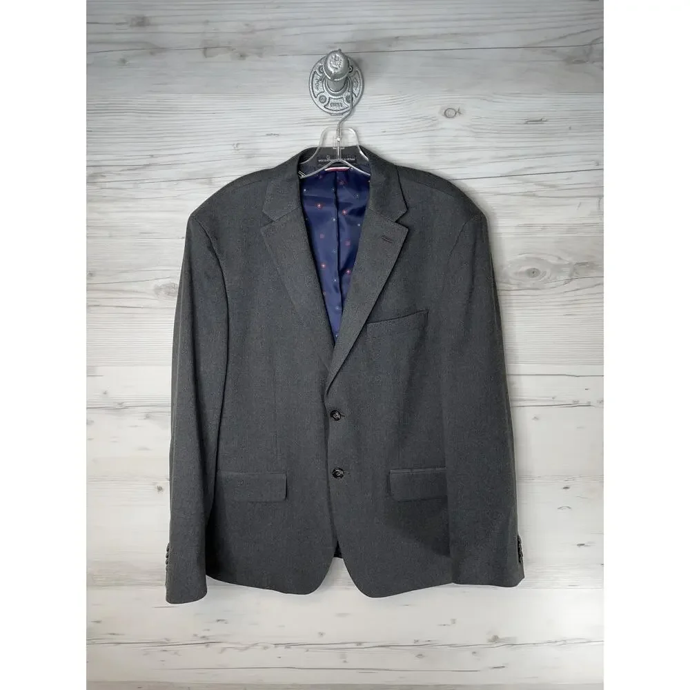 Tommy Hilfiger Blazer Mens 42S Gray Two Button Notch Lapel Sport Coat Stretch